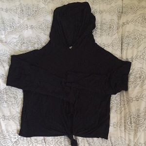 Forever 21 black crop tie hoodie